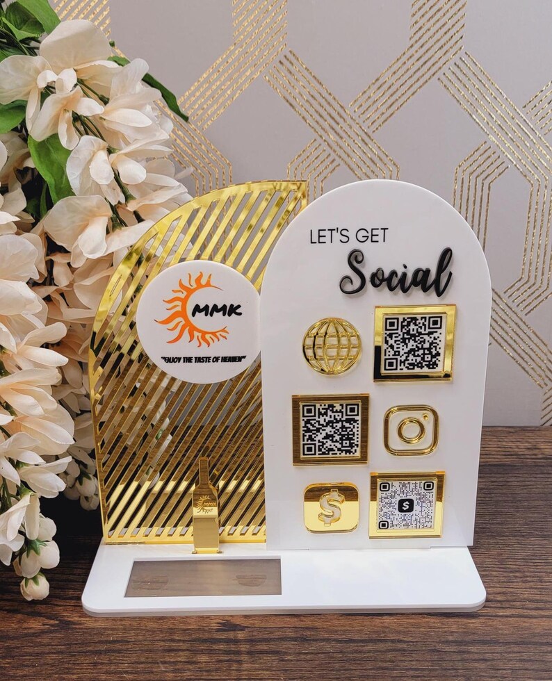 Custom Multi-QR Acrylic Social Media & Payment Stand – MMK