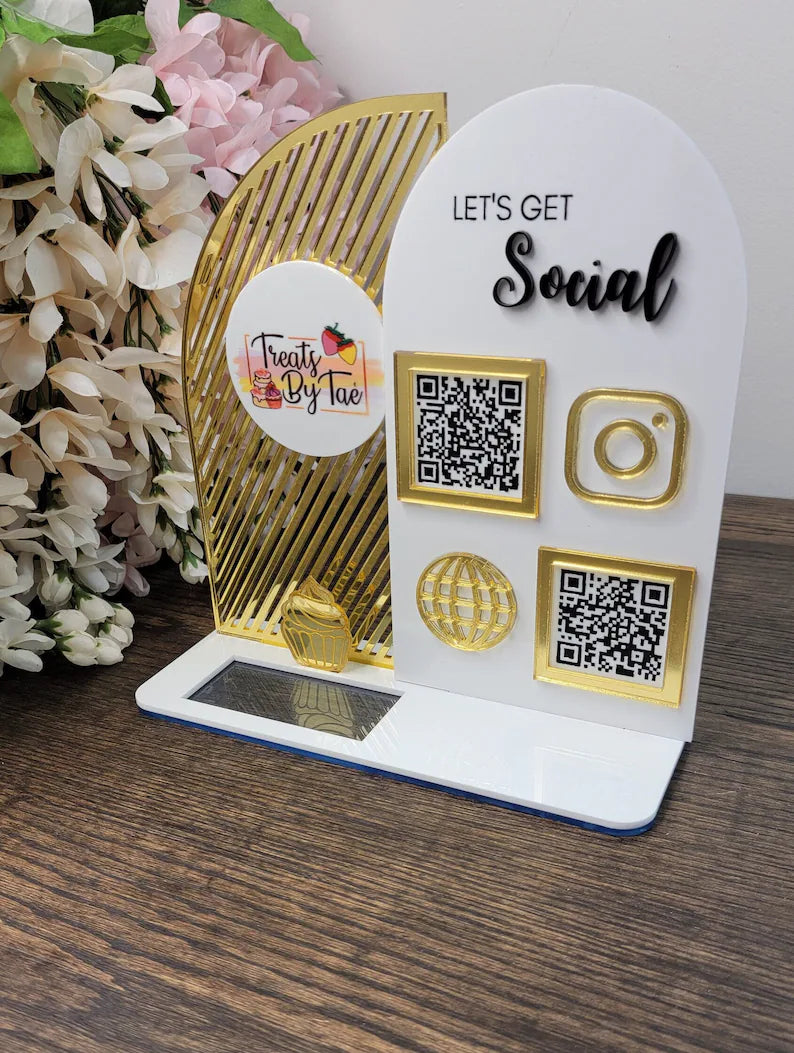 Custom Multi-QR Acrylic Social Media & Payment Stand – MMK