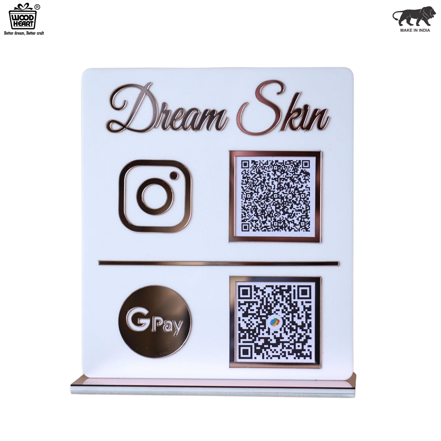 Custom Acrylic Dual QR Code Stand – Dream Skin