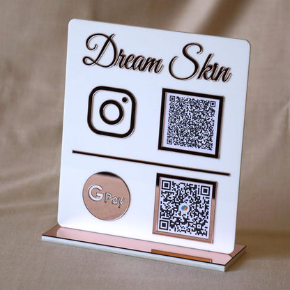 Custom Acrylic Dual QR Code Stand – Dream Skin