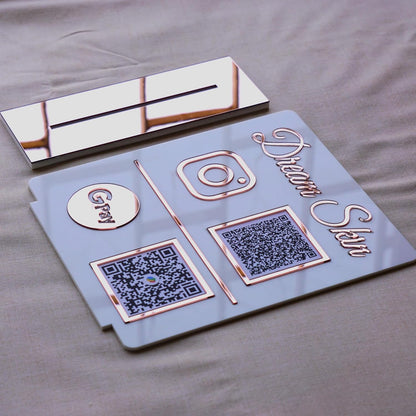Custom Acrylic Dual QR Code Stand – Dream Skin