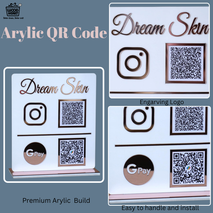 Custom Acrylic Dual QR Code Stand – Dream Skin