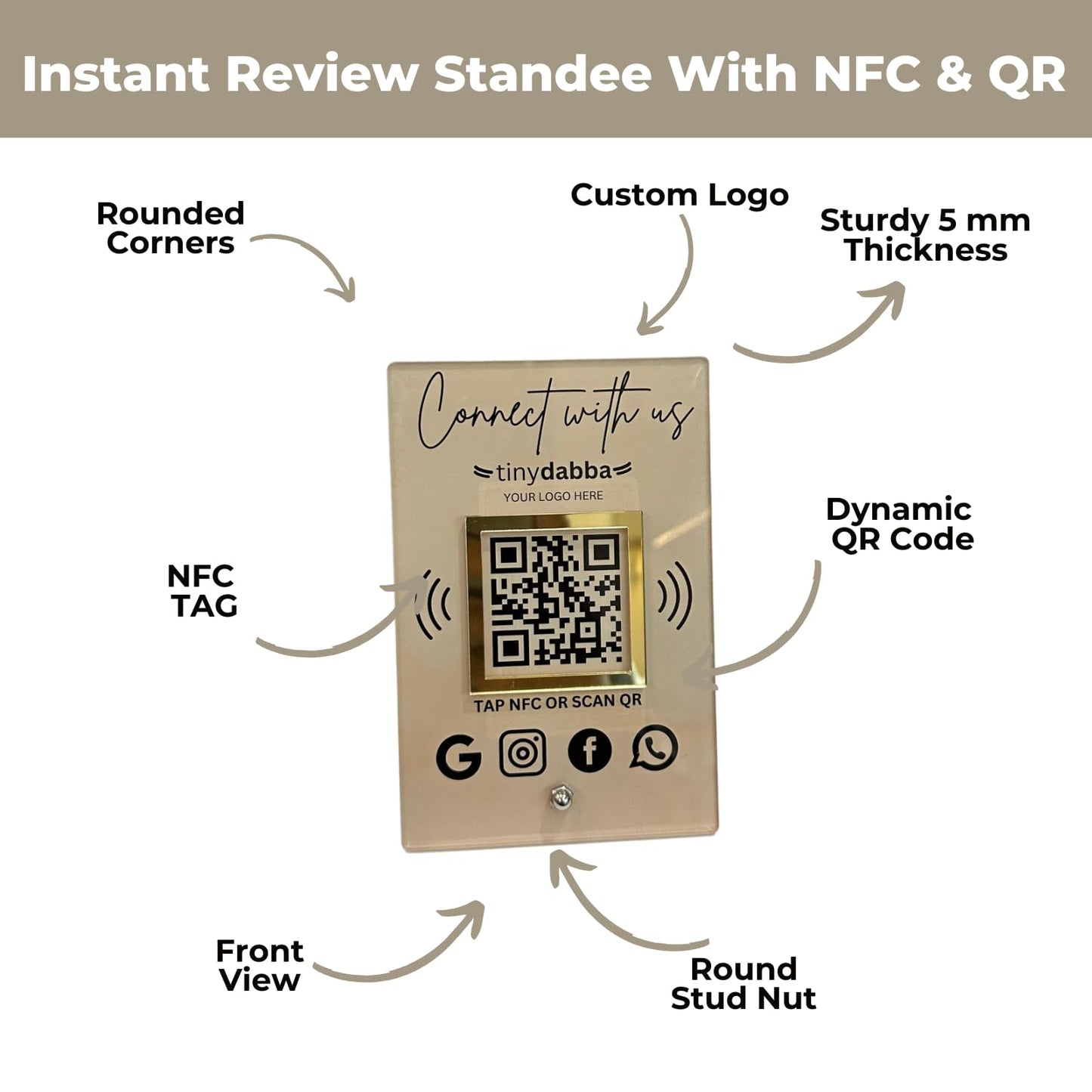 Custom NFC & QR Code Social Media Contact Stand – Tiny Dabba