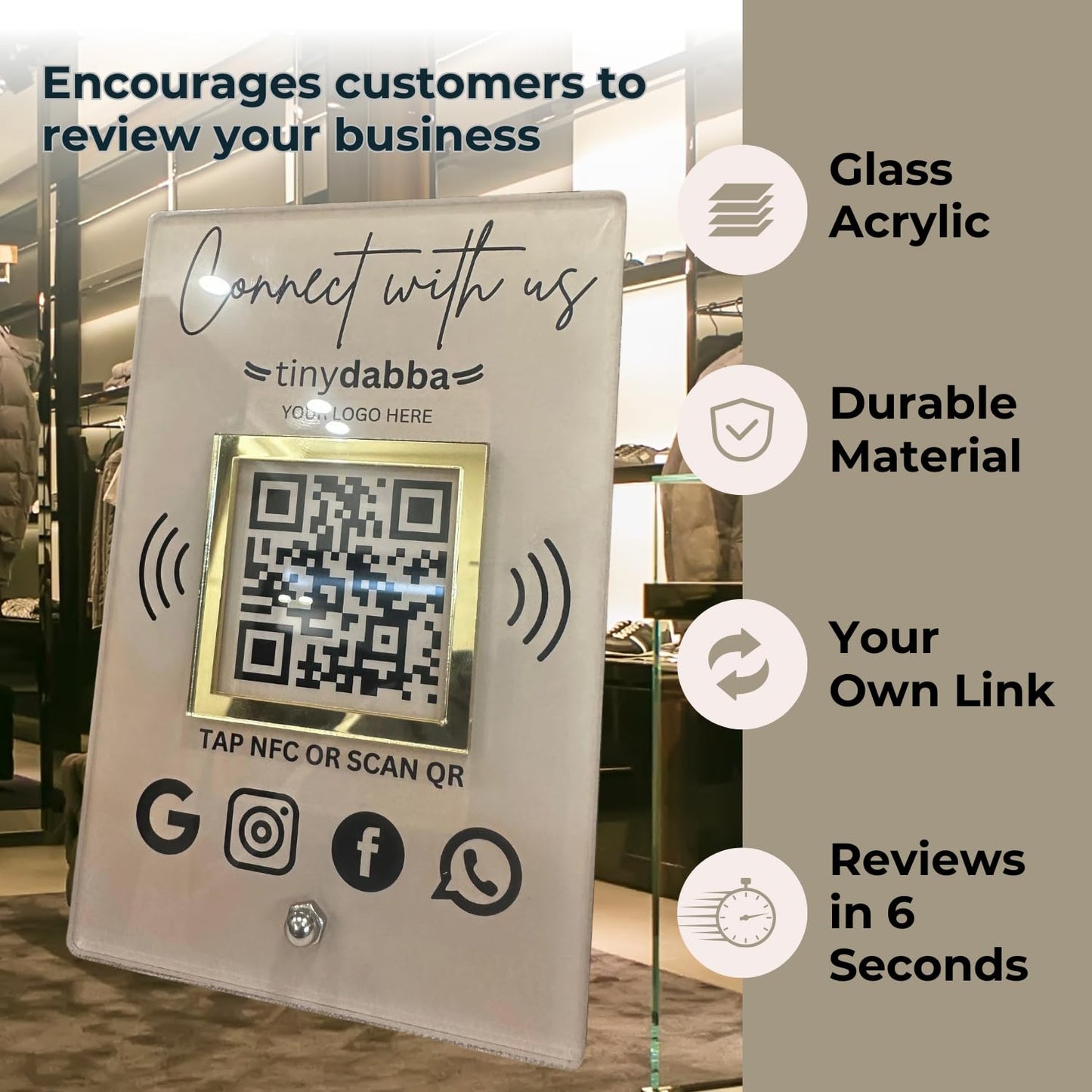Custom NFC & QR Code Social Media Contact Stand – Tiny Dabba