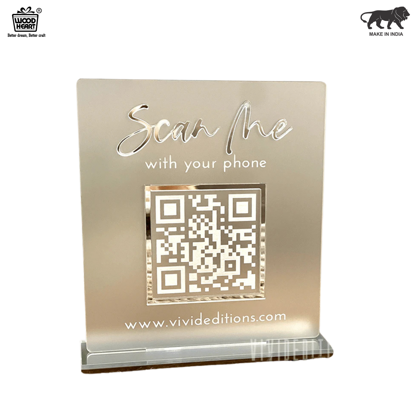 Premium Frosted Acrylic QR Code Table Display – Scan Me Edition