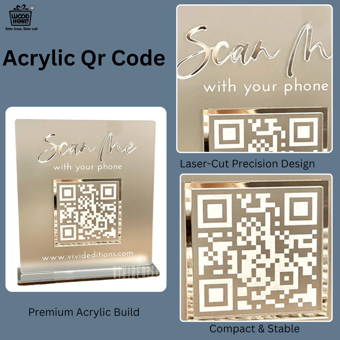 Premium Frosted Acrylic QR Code Table Display – Scan Me Edition