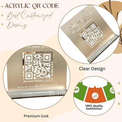Premium Frosted Acrylic QR Code Table Display – Scan Me Edition