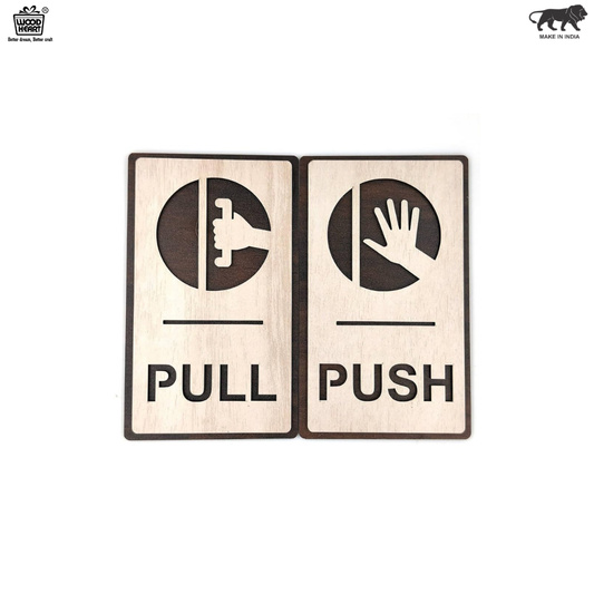 Wooden Push & Pull Door Sign Board Set