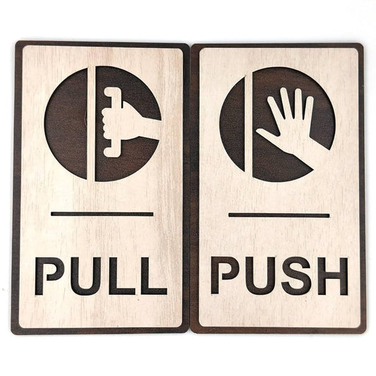 Wooden Push & Pull Door Sign Board Set