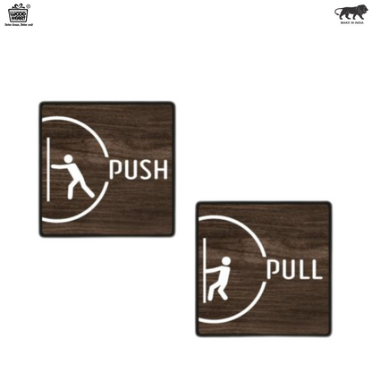 Modern Wooden Push & Pull Door Signs – Minimalist Engraved Set