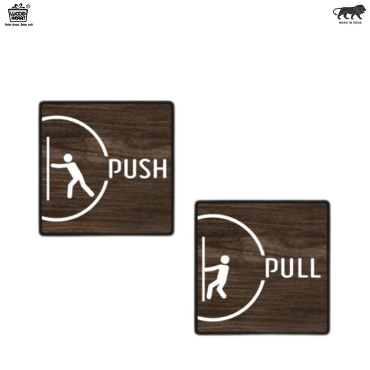 Modern Wooden Push & Pull Door Signs – Minimalist Engraved Set