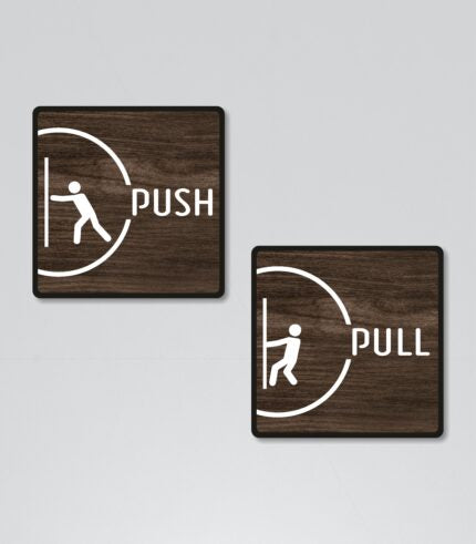 Modern Wooden Push & Pull Door Signs – Minimalist Engraved Set