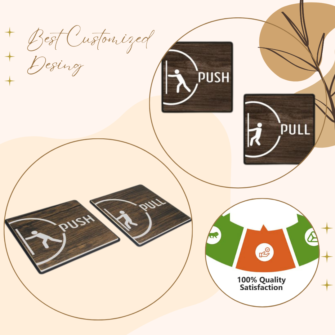 Modern Wooden Push & Pull Door Signs – Minimalist Engraved Set