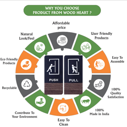 Modern Push & Pull Door Signs – Black & Wood Finish with Pictogram