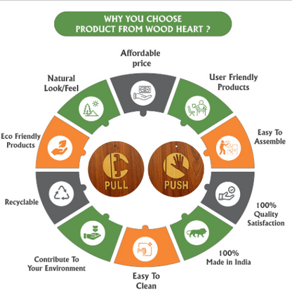 Wooden Push & Pull Door Signs – Round Engraved Design