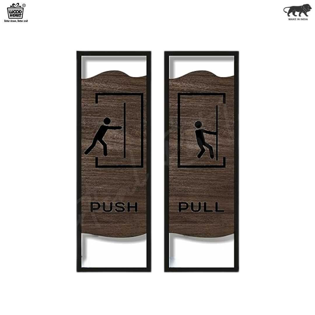 Premium Wooden Push & Pull Door Signs – Modern Frame Design