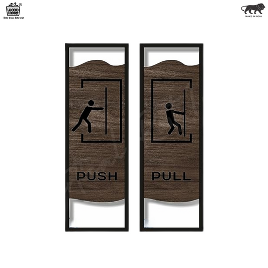 Premium Wooden Push & Pull Door Signs – Modern Frame Design