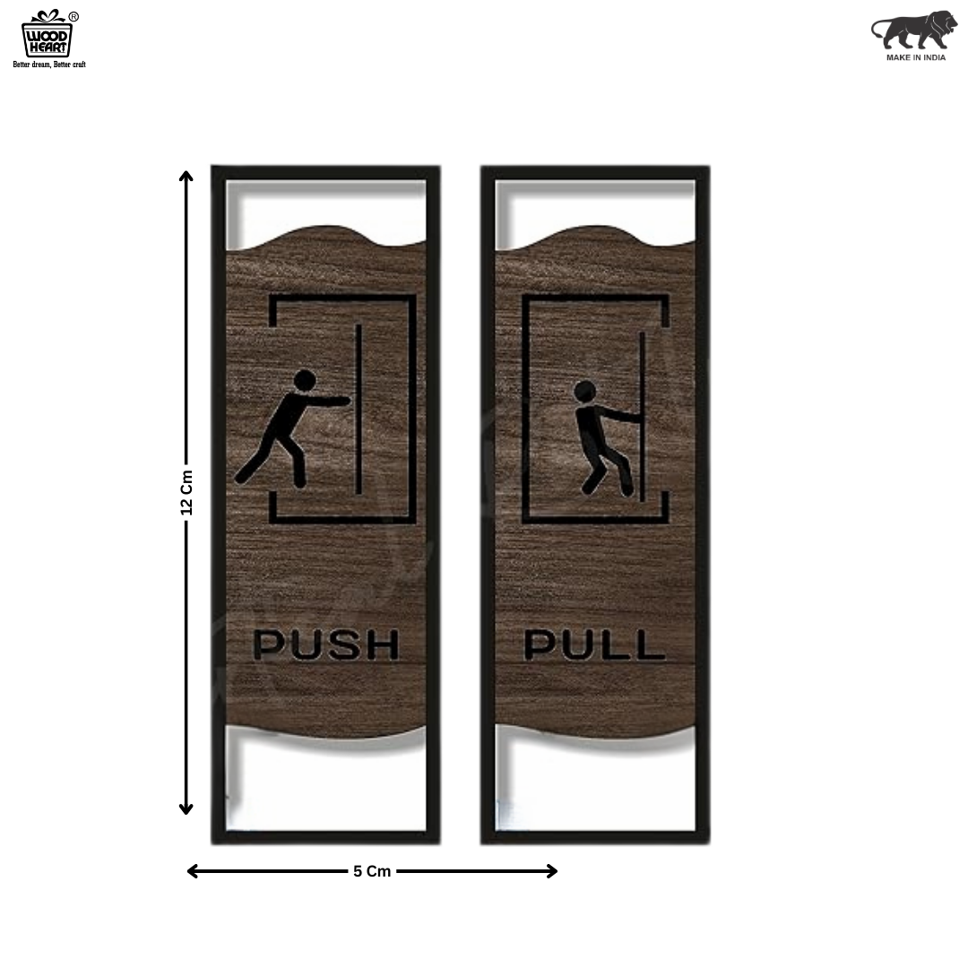 Premium Wooden Push & Pull Door Signs – Modern Frame Design
