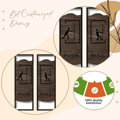 Premium Wooden Push & Pull Door Signs – Modern Frame Design