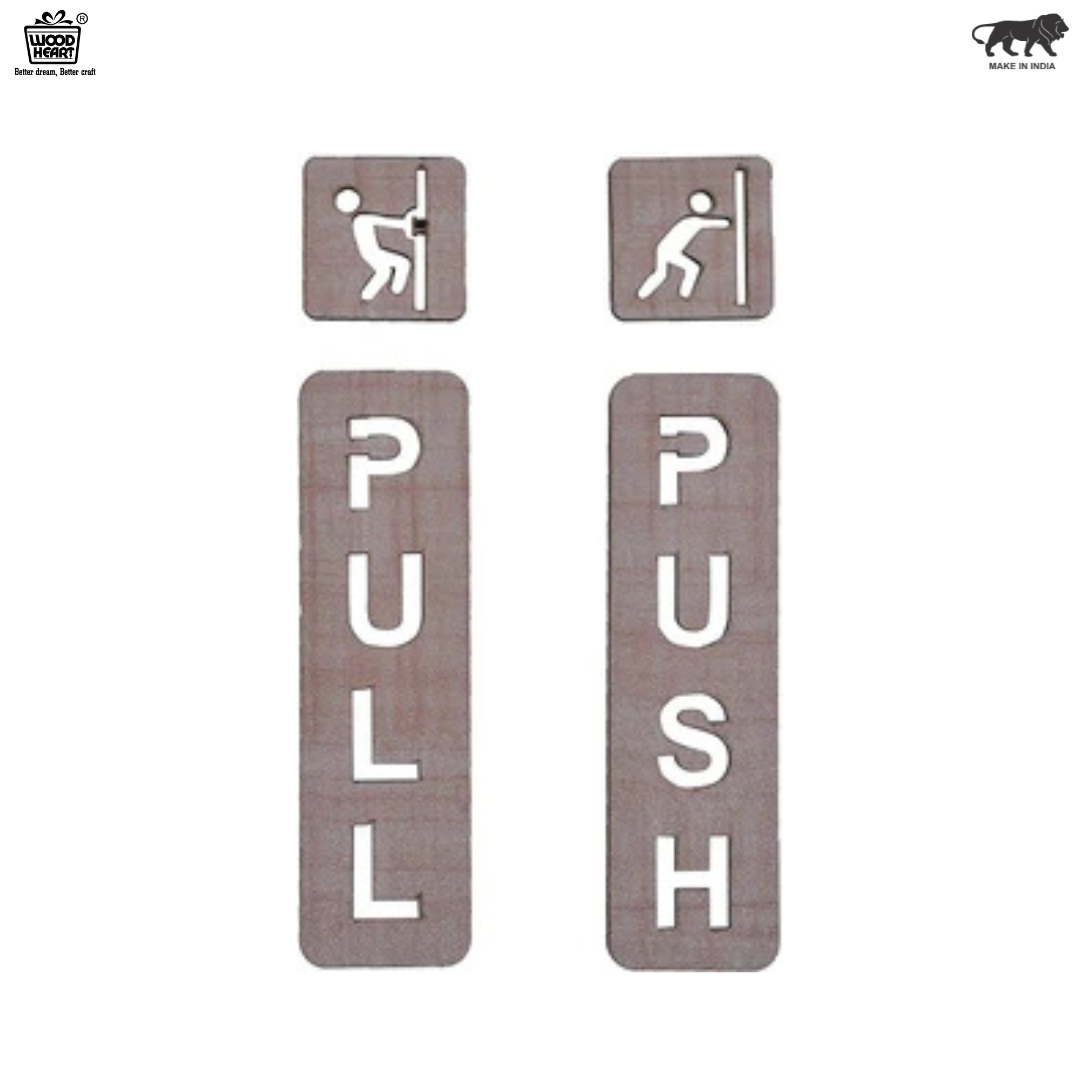 Premium Wooden Push & Pull Door Signs – Modern Frame Design