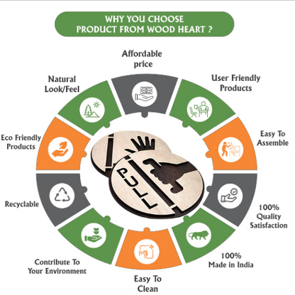 Round Wooden Push & Pull Door Sign Set with Cutout Design