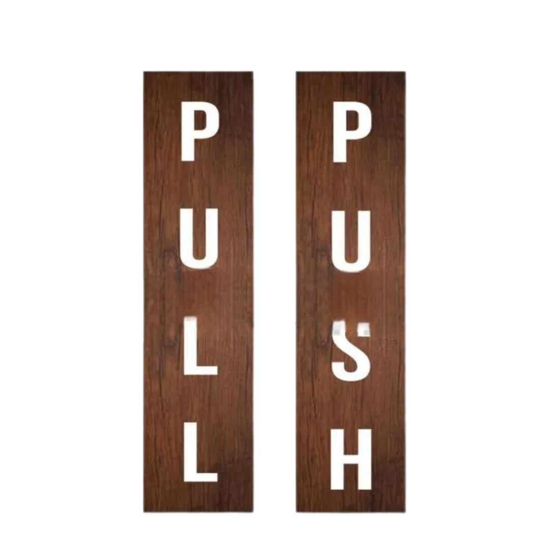 Vertical Wooden Push & Pull Door Sign Set
