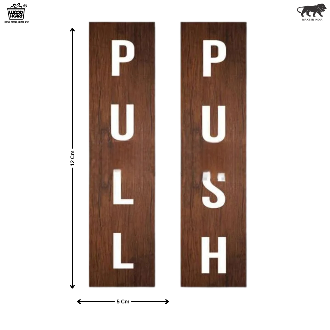Vertical Wooden Push & Pull Door Sign Set