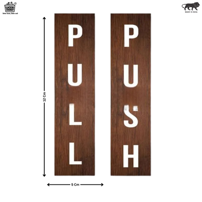 Vertical Wooden Push & Pull Door Sign Set