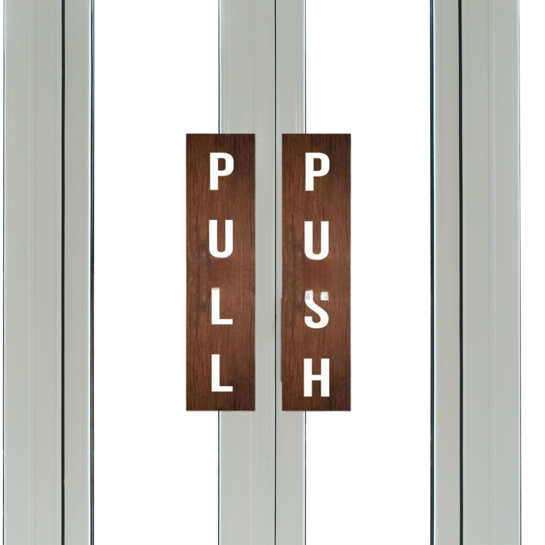 Vertical Wooden Push & Pull Door Sign Set