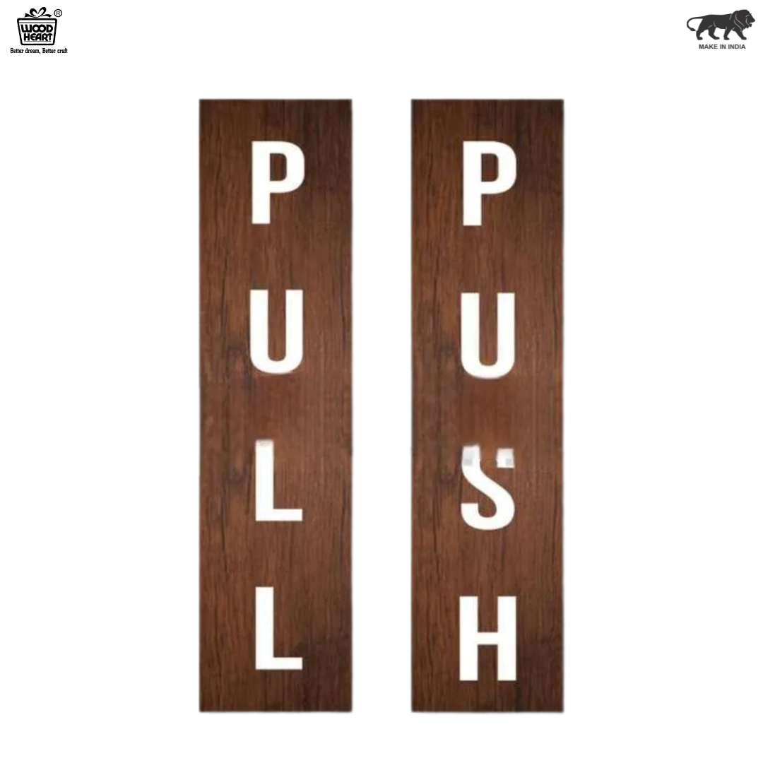 Vertical Wooden Push & Pull Door Sign Set