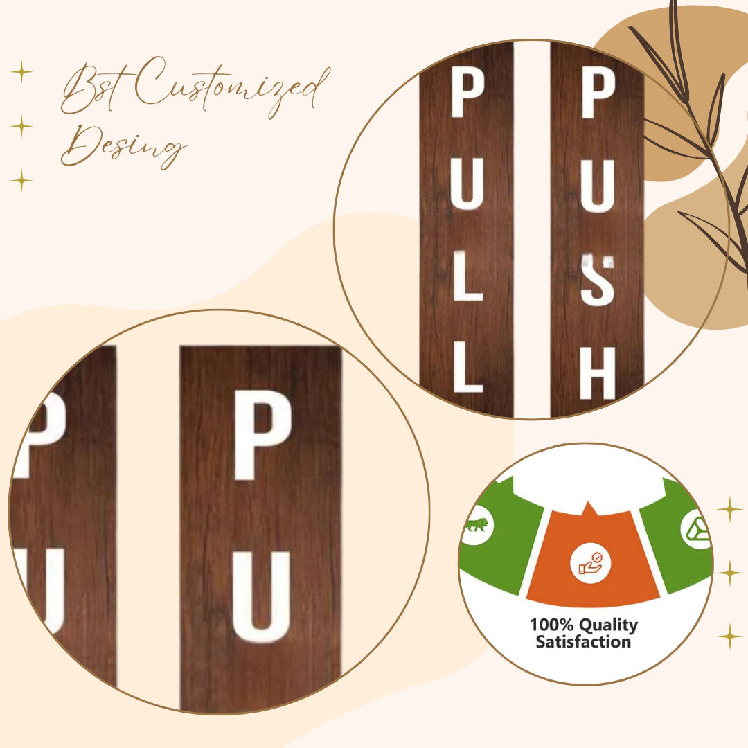 Vertical Wooden Push & Pull Door Sign Set