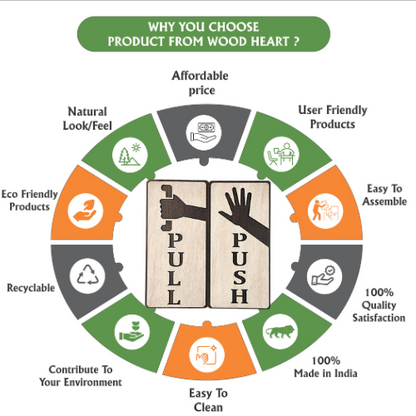 Wooden Push & Pull Door Sign Set with Hand Illustrations