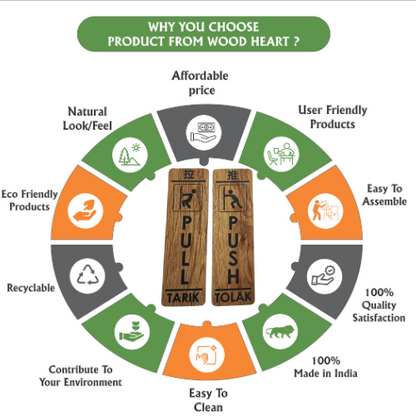 Wooden Push & Pull Door Sign Plates – Multilingual Design