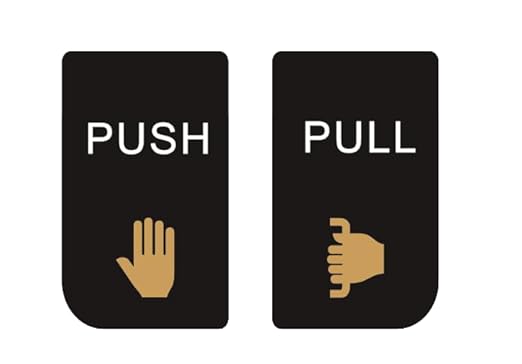 Minimalist Push & Pull Door Sign Plates – Black & Gold Icon Design