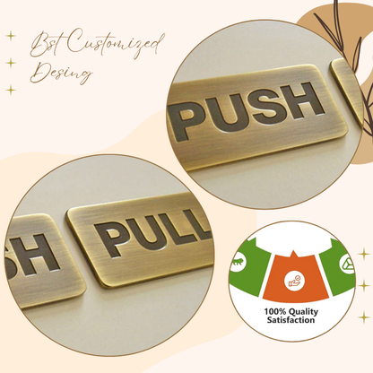 Vintage Brass Push & Pull Door Sign Plates