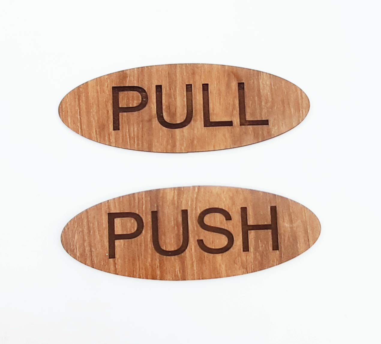 Wooden Oval Push & Pull Door Sign Plates