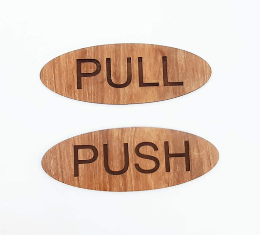 Wooden Oval Push & Pull Door Sign Plates