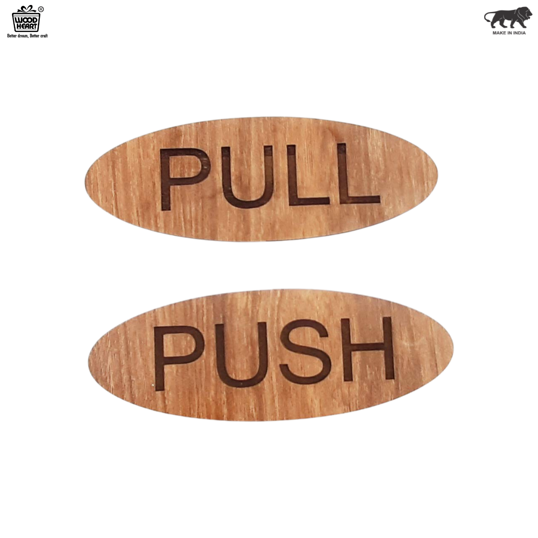 Wooden Oval Push & Pull Door Sign Plates
