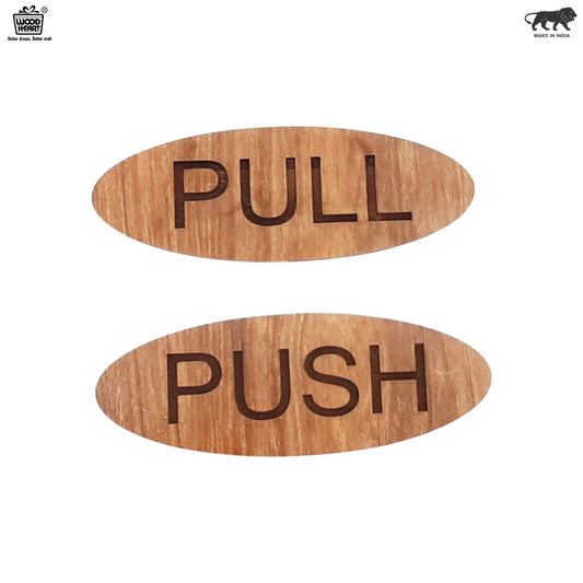 Wooden Oval Push & Pull Door Sign Plates