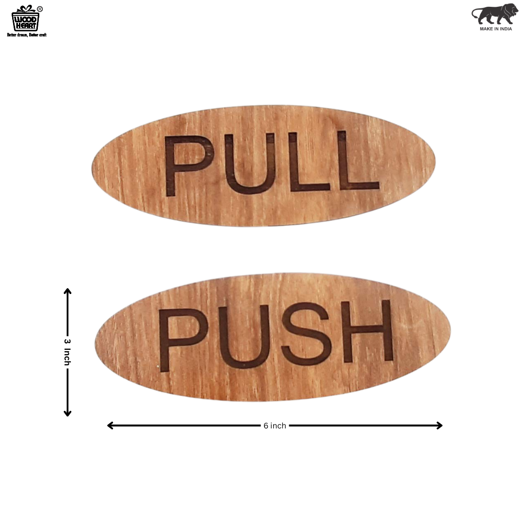 Wooden Oval Push & Pull Door Sign Plates