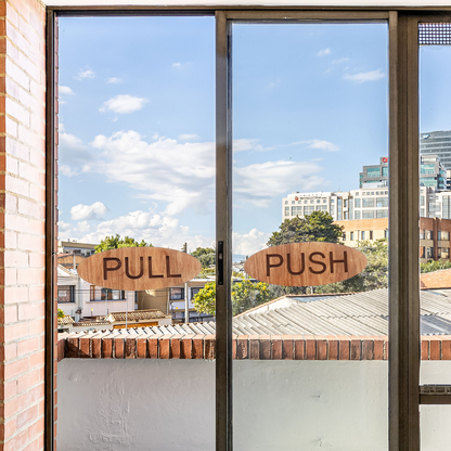 Wooden Oval Push & Pull Door Sign Plates