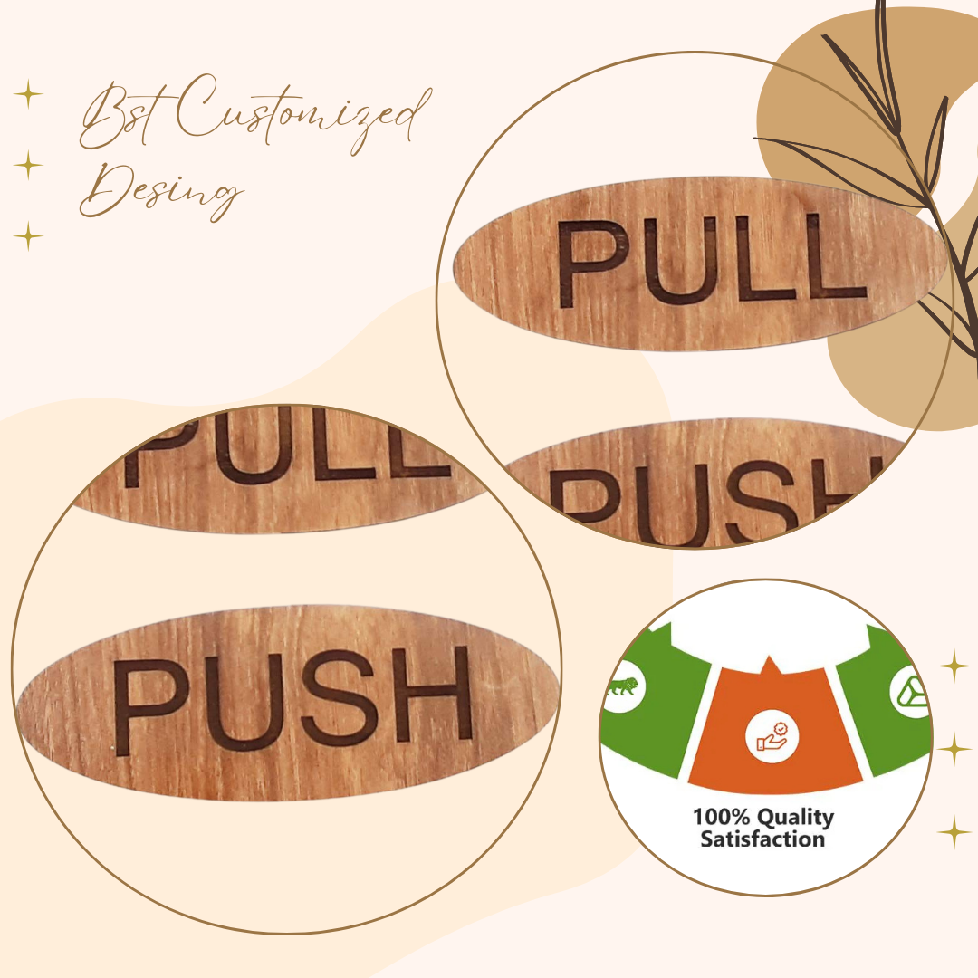 Wooden Oval Push & Pull Door Sign Plates