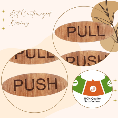 Wooden Oval Push & Pull Door Sign Plates
