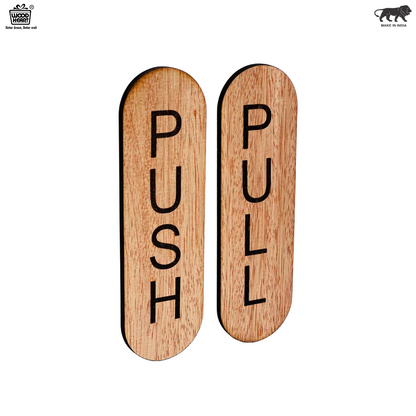 Wooden Vertical Push & Pull Door Sign Plates