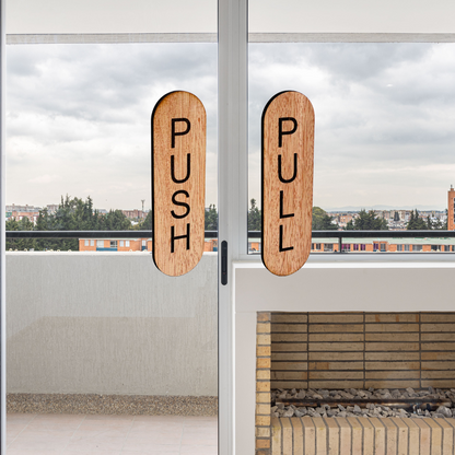 Wooden Vertical Push & Pull Door Sign Plates