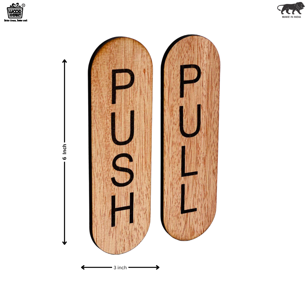 Wooden Vertical Push & Pull Door Sign Plates