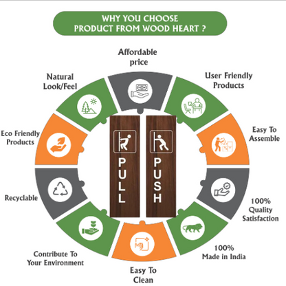 Wooden Push & Pull Door Sign Plates with Icon Design