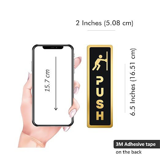 Premium Black & Gold Push/Pull Door Sign Plates with Icon