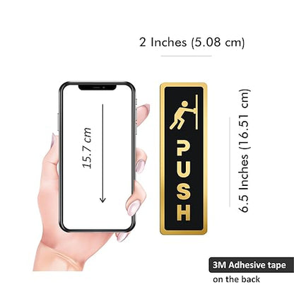 Premium Black & Gold Push/Pull Door Sign Plates with Icon