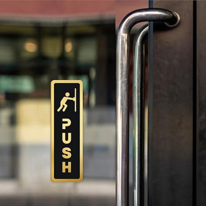 Premium Black & Gold Push/Pull Door Sign Plates with Icon